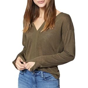 Sanctuary Hanna Split Neck Long Sleeve Sweater in Prosperity Green size X-Large